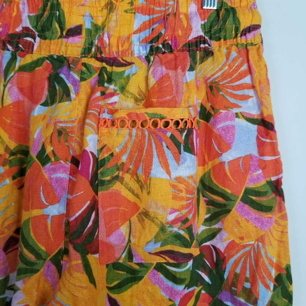 C&C California Linen Tropical Cropped Wide Leg Pants Large NWT - Picture 4 of 9